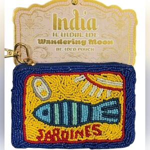 💙🔹️Wandering Moon 🔹️Beaded Sardine Coin Purse Travel Pouch  Handmade